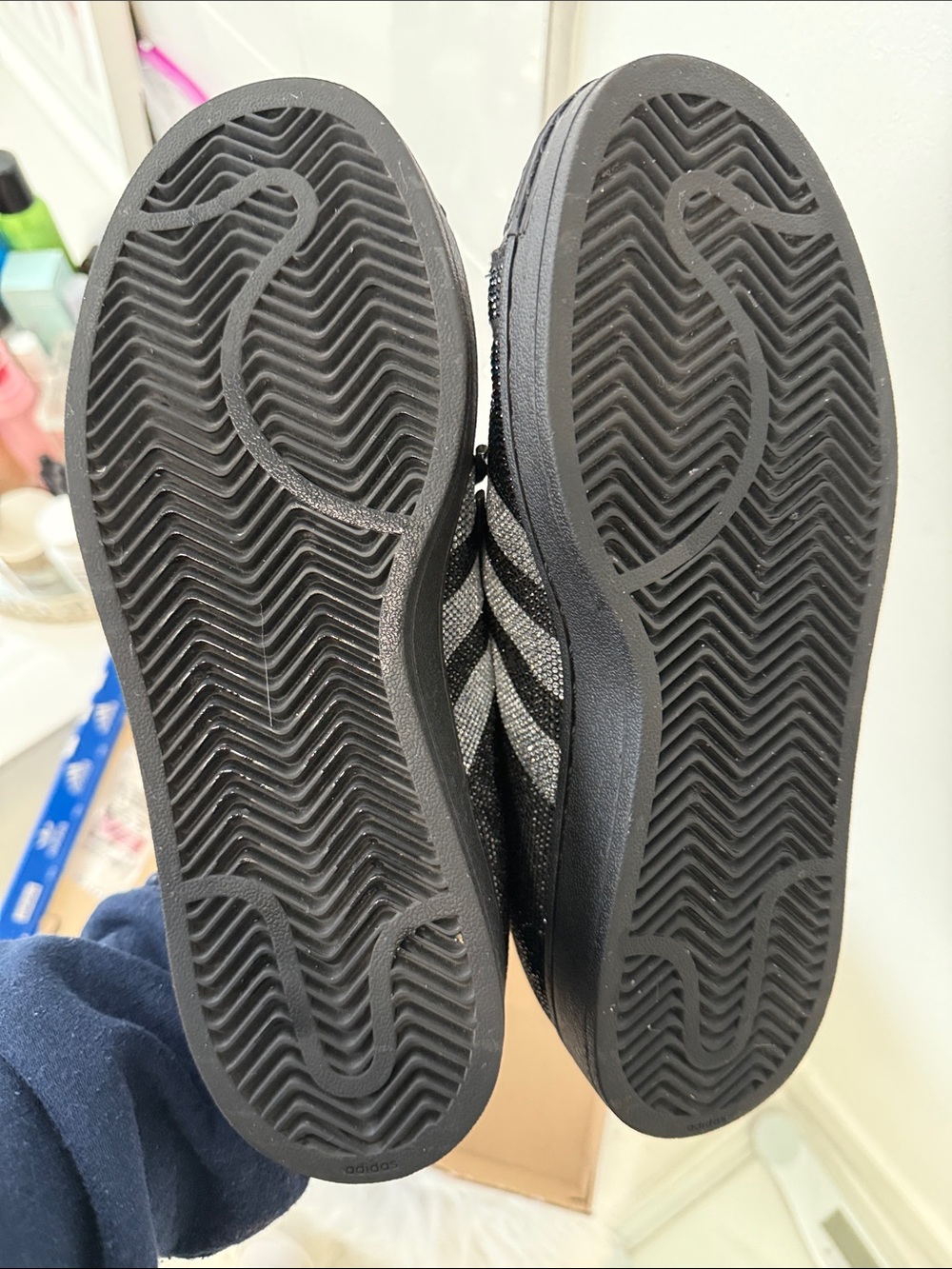 adidas superstar II Black and SILVER Sparkle Sneakers size 81/2 - Picture 8 of 10